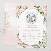 Elephant Little Peanut Lush Pink Girl Baby shower Kaart (Voorkant / Achterkant)