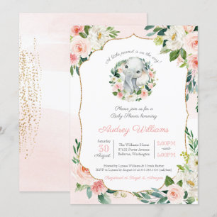 Elephant Little Peanut Lush Pink Girl Baby shower Kaart