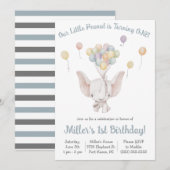 Elephant, Little Peanut, Theenmaal Birthday Party Kaart (Voorkant / Achterkant)