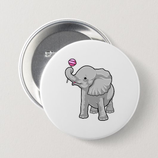 Elephant Lollipop Ronde Button 7,6 Cm (Voorkant /achterkant)