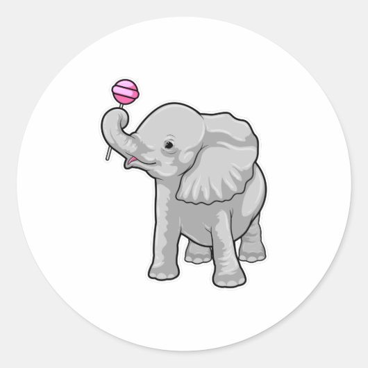 Elephant Lollipop Ronde Sticker (Voorkant)