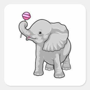Elephant Lollipop Vierkante Sticker