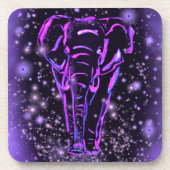 Elephant loopt op Sterrennacht Paars Onderzetter (Voorkant)