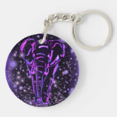 Elephant loopt 's nachts in Sleutelhanger Paars ro (Achterkant)