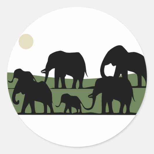 Elephant-lopen Ronde Sticker (Voorkant)