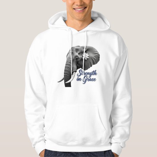 Elephant Lotus Strength in Grace Art Print Hoodie (Voorkant)