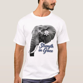 Elephant Lotus Strength in Grace Art Print T-shirt