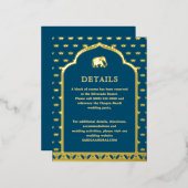 Elephant & Lotus Wedding Details Informatie Kaart (Voorkant / Achterkant)