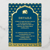Elephant & Lotus Wedding Details Informatie Kaart (Voorkant)