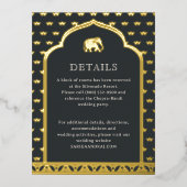 Elephant & Lotus Wedding Details Informatie Kaart (Voorkant)