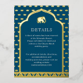 Elephant & Lotus Wedding Details Informatie Kaart (Voorkant)