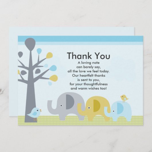 Elephant Love Baby shower Hartelijk dank Bedankkaart (Voorkant / Achterkant)