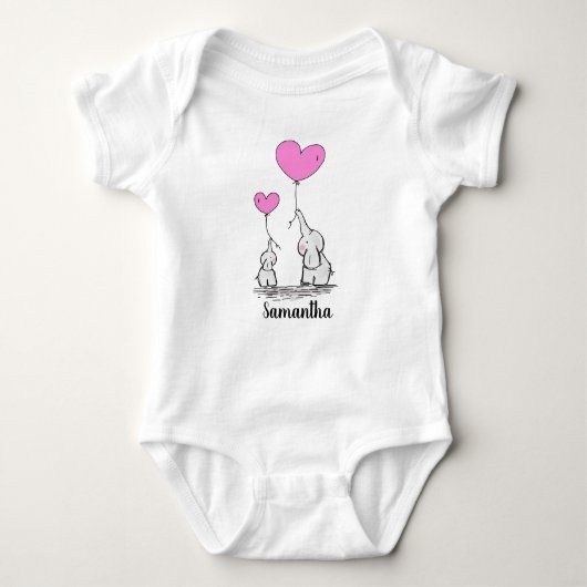 Elephant Love Design Baby Shirt Bodysuit (Voorkant)