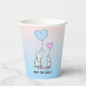 Elephant Love Design Gender onthulling Paper Cups Papieren Bekers (Achterkant)