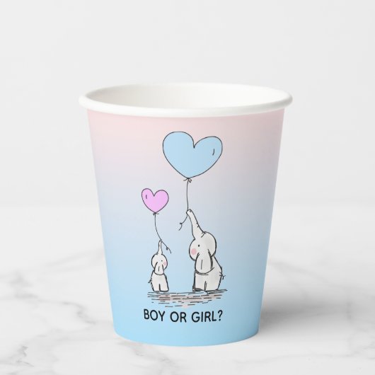Elephant Love Design Gender onthulling Paper Cups Papieren Bekers (Voorkant)