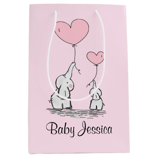 Elephant Love Design Gift Bag Medium Cadeauzakje (Voorkant)