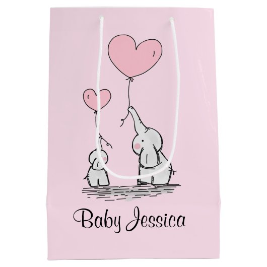 Elephant Love Design Gift Bag Medium Cadeauzakje (Achterkant)