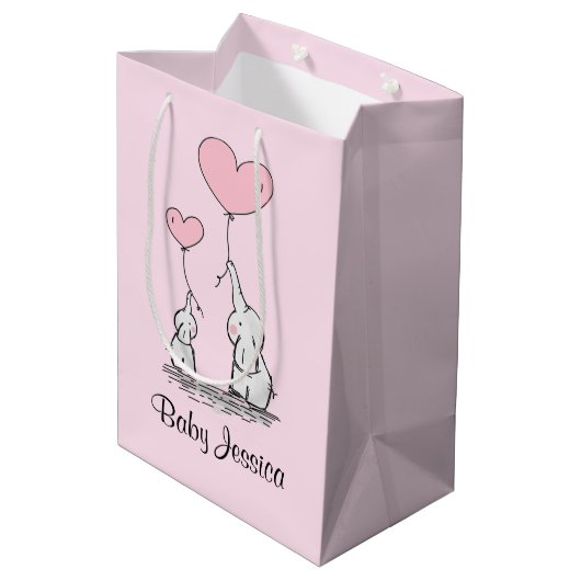 Elephant Love Design Gift Bag Medium Cadeauzakje (Achterkant Gekanteld)