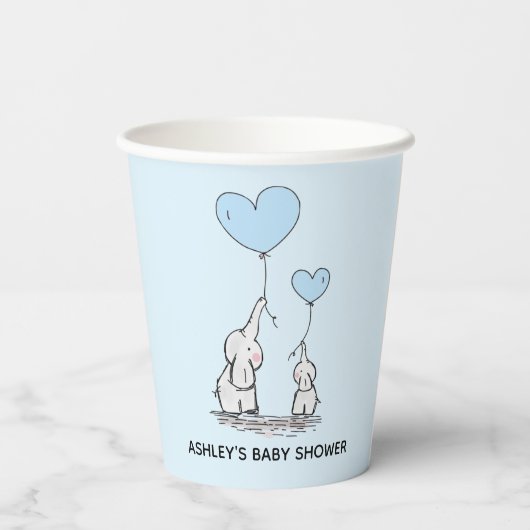 Elephant Love Design Paper Cups Papieren Bekers (Achterkant)