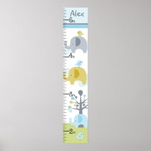 Elephant Love Growth Chart Keep at 8x44! Poster (Voorkant)