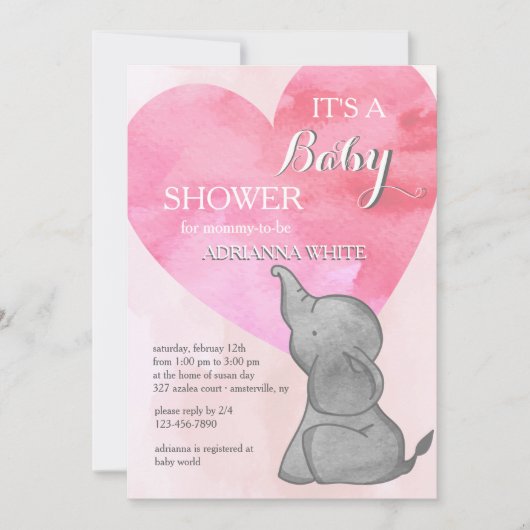 Elephant Love Invitation Kaart (Voorkant)