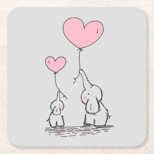 Elephant Love Kartonnen Onderzetters