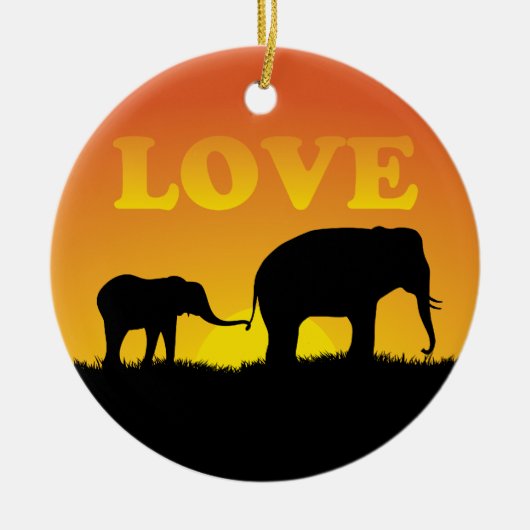 Elephant Love Keramisch Ornament (Voorkant)