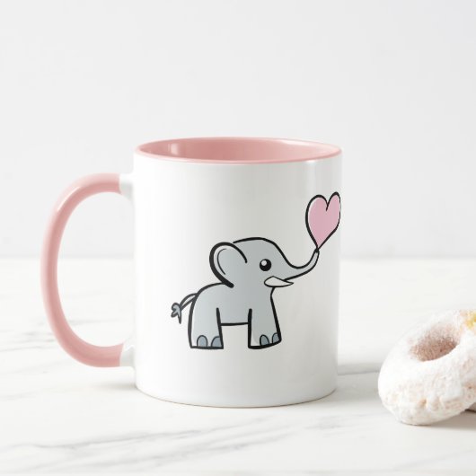 Elephant love mok - roze (Met donut)