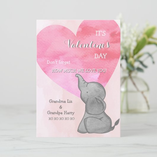 Elephant Love Valentijnsdag Card Feestdagenkaart (Staand voorkant)