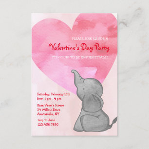 Elephant Love Valentijnsdag Party Invitation Kaart