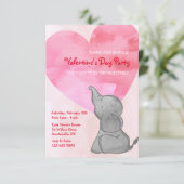 Elephant Love Valentijnsdag Uitnodiging (Staand voorkant)