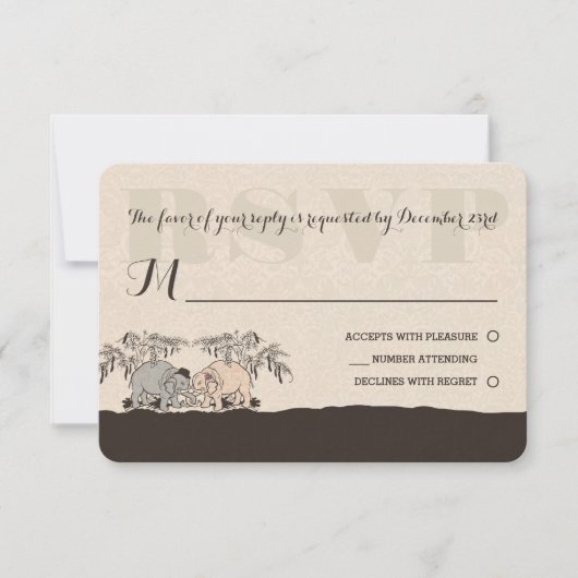 Elephant Love Wedding Rsvp Card (Voorkant)