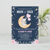 Elephant Love You To The Moon en Back Baby shower Kaart (Staand voorkant)