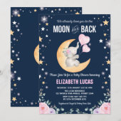 Elephant Love You To The Moon en Back Baby shower Kaart (Voorkant / Achterkant)