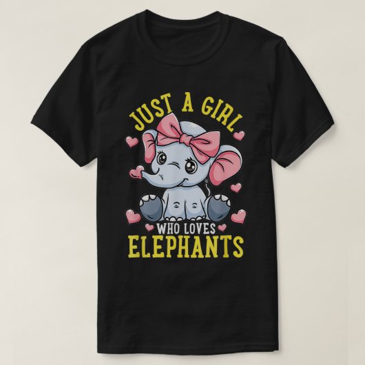 Elephant Lover Gift is gewoon een meisje dat van o T-shirt (Design voorkant)