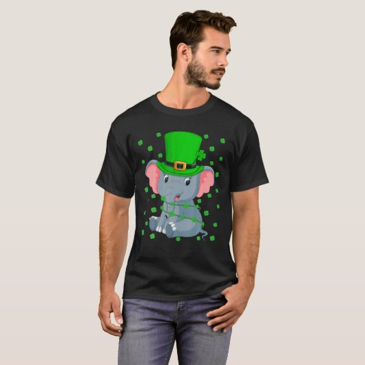 Elephant Lover Leprechaun Pet Elephant St. Patrick T-shirt (Voorkant volledig)