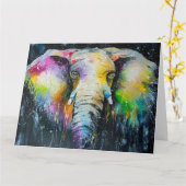 Elephant Lover the Elephant Waterverf Kaart (Gele Bloem)