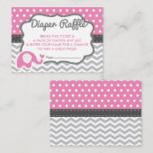 Elephant Luier Raffle Ticket, BEWERKBARE KLEUR Informatiekaartje (Voorkant / Achterkant)