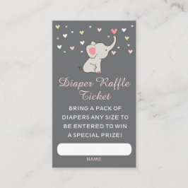 Elephant Luier Raffle Ticket · Meisje Baby shower