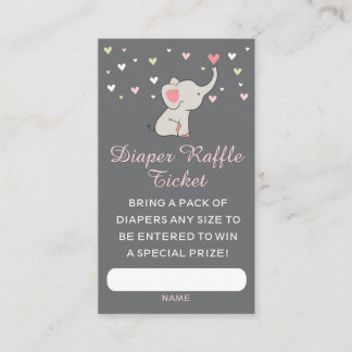 Elephant Luier Raffle Ticket · Meisje Baby shower