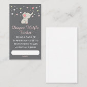 Elephant Luier Raffle Ticket · Meisje Baby shower (Voorkant / Achterkant)