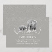 Elephant Ma & Baby Elegant Safari Baby shower Kaart (Voorkant / Achterkant)