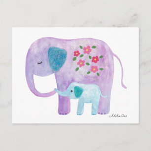Elephant Ma & baby Kute-olifantenkaart Briefkaart