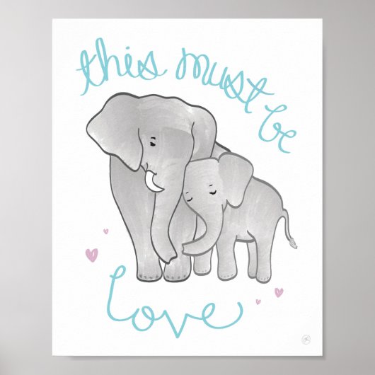 Elephant mam & Baby "moet lief zijn"-decor Poster (Voorkant)
