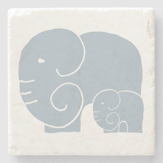 Elephant Mam & Baby stone onderzetter (Voorkant)
