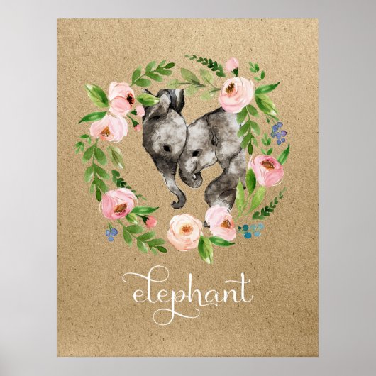Elephant mam en baby kleuterkunst poster (Voorkant)