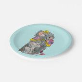 Elephant Mama en Baby Party Borden Blauw Papieren Bordje (Gekanteld)