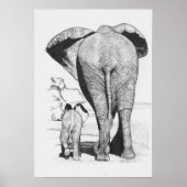 Elephant mama en Baby Poster (Voorkant)
