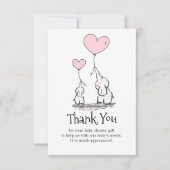 Elephant mammie en Baby met Baby shower van ballon Bedankkaart (Voorkant)