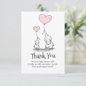 Elephant mammie en Baby met Baby shower van ballon Bedankkaart (Staand voorkant)